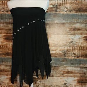 Twin black with studded accents asymmetrical flowy top or skirt Large